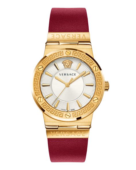 versace greca watch gold|versace greca leather watch.